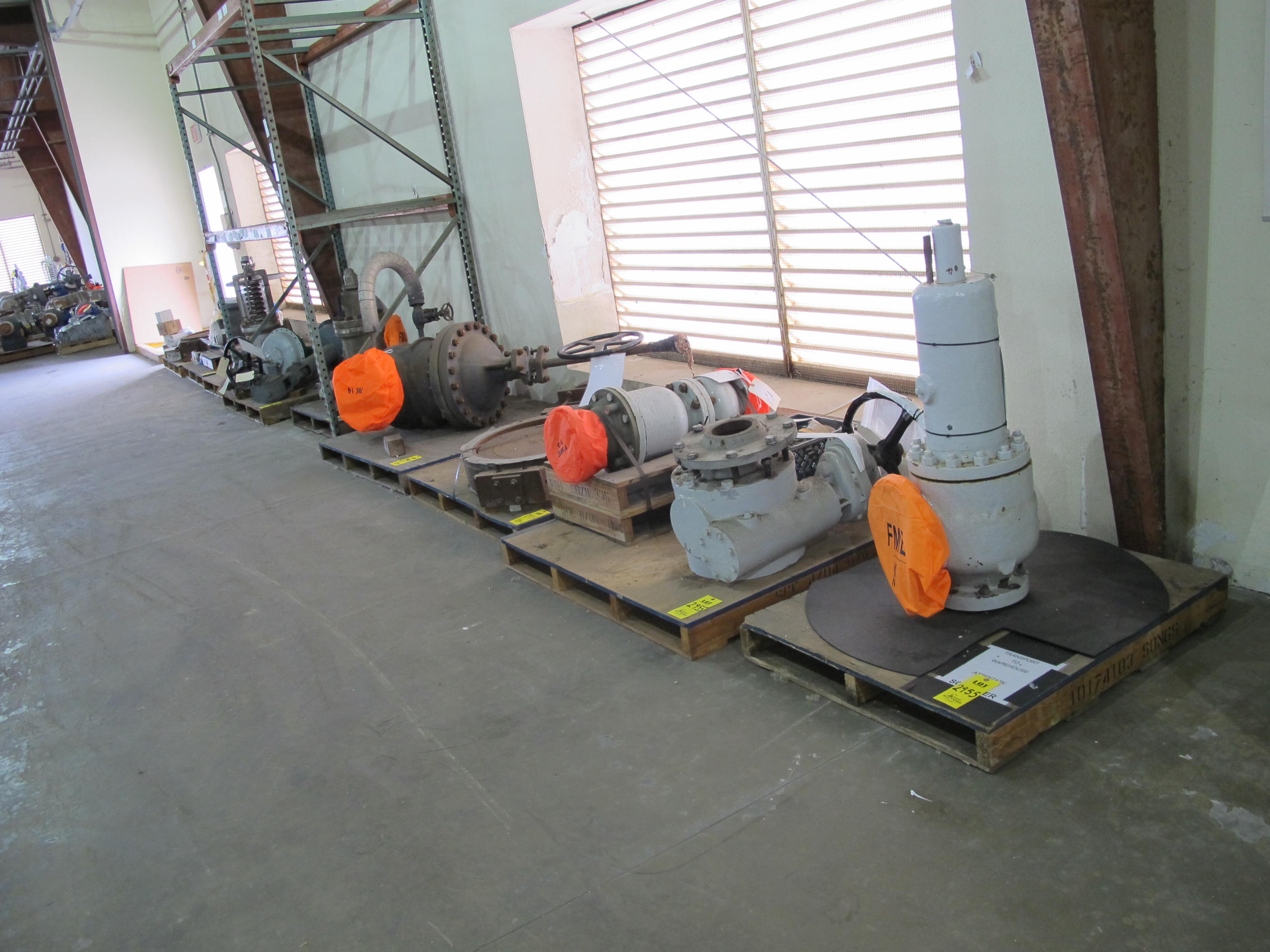 LOT (9) PALLETS W/ (21) ASSORTED VALVES AND MISC PARTS (W-51) LOADING & HANDLING FEE $135-